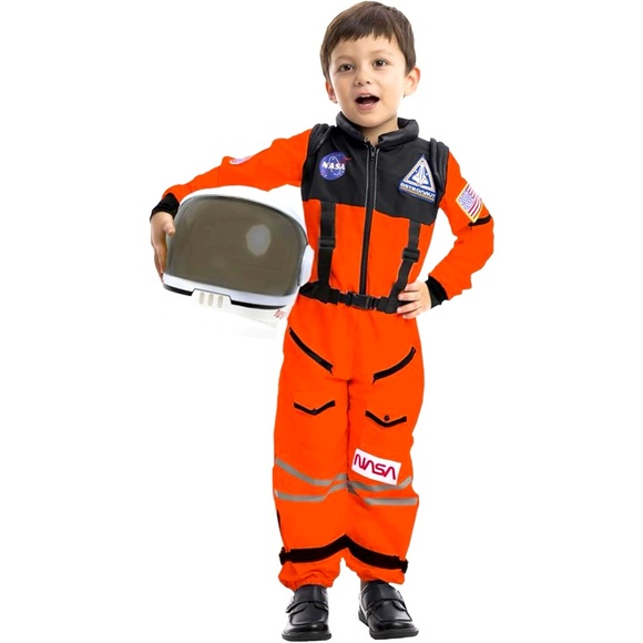 Kids Astronaut Costume with Realistic Plastic Helmet Halloween XL or Size 12/14 - Picture 1 of 16